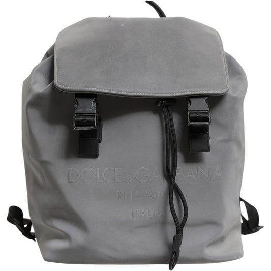 Dolce & Gabbana Gray Palermo Reflector Buckles Drawstring Backpack Bag BAG4647