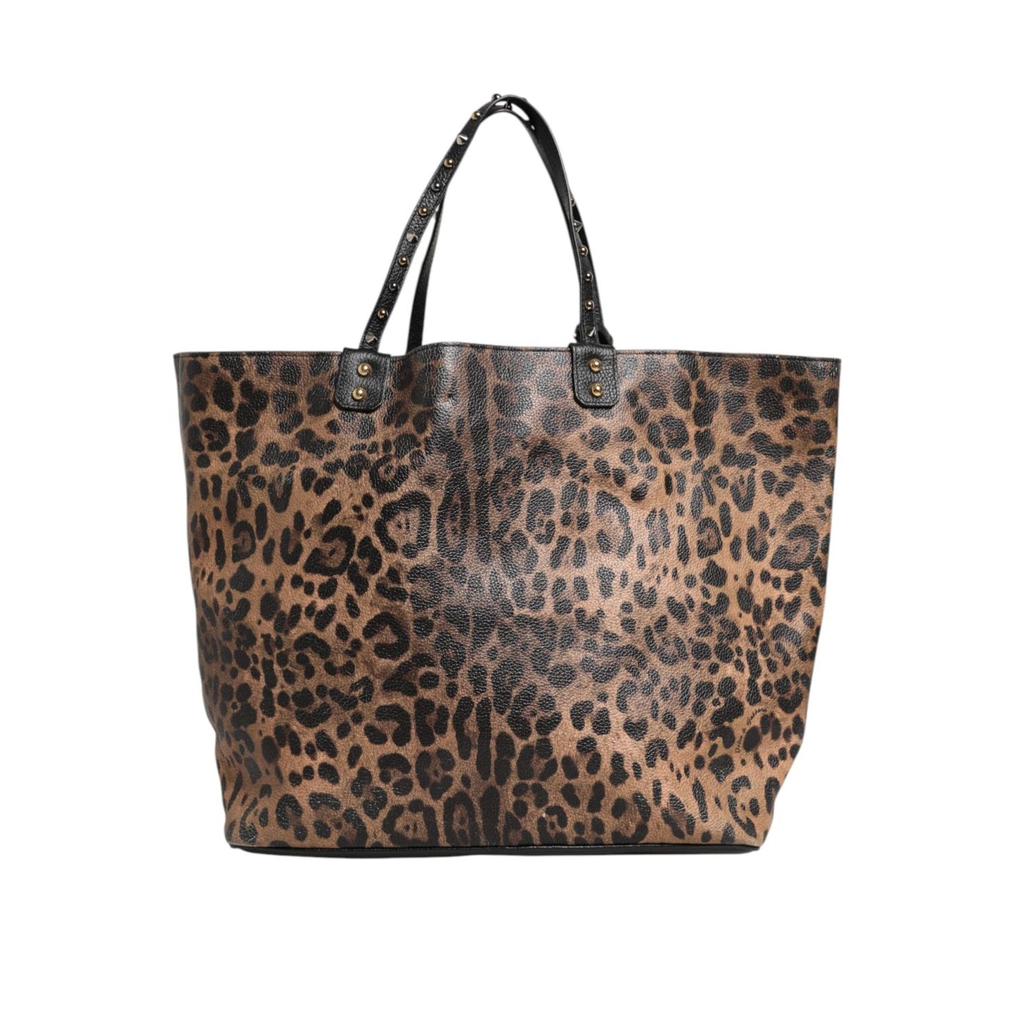 Dolce & Gabbana Brown Leopard BEATRICE Leather Logo Plaque Tote Bag