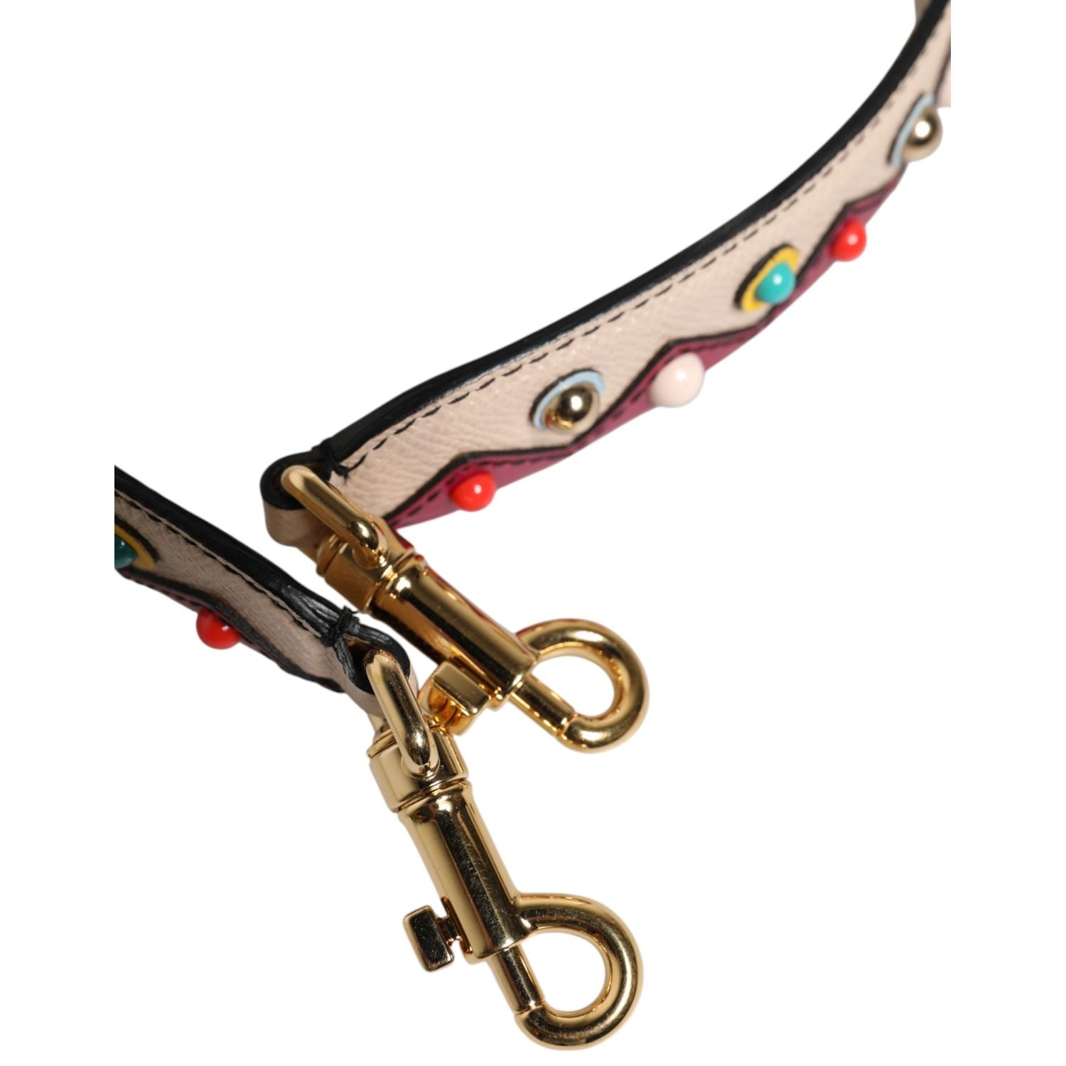 Dolce & Gabbana Beige Red Leather Handbag Accessory Shoulder Strap