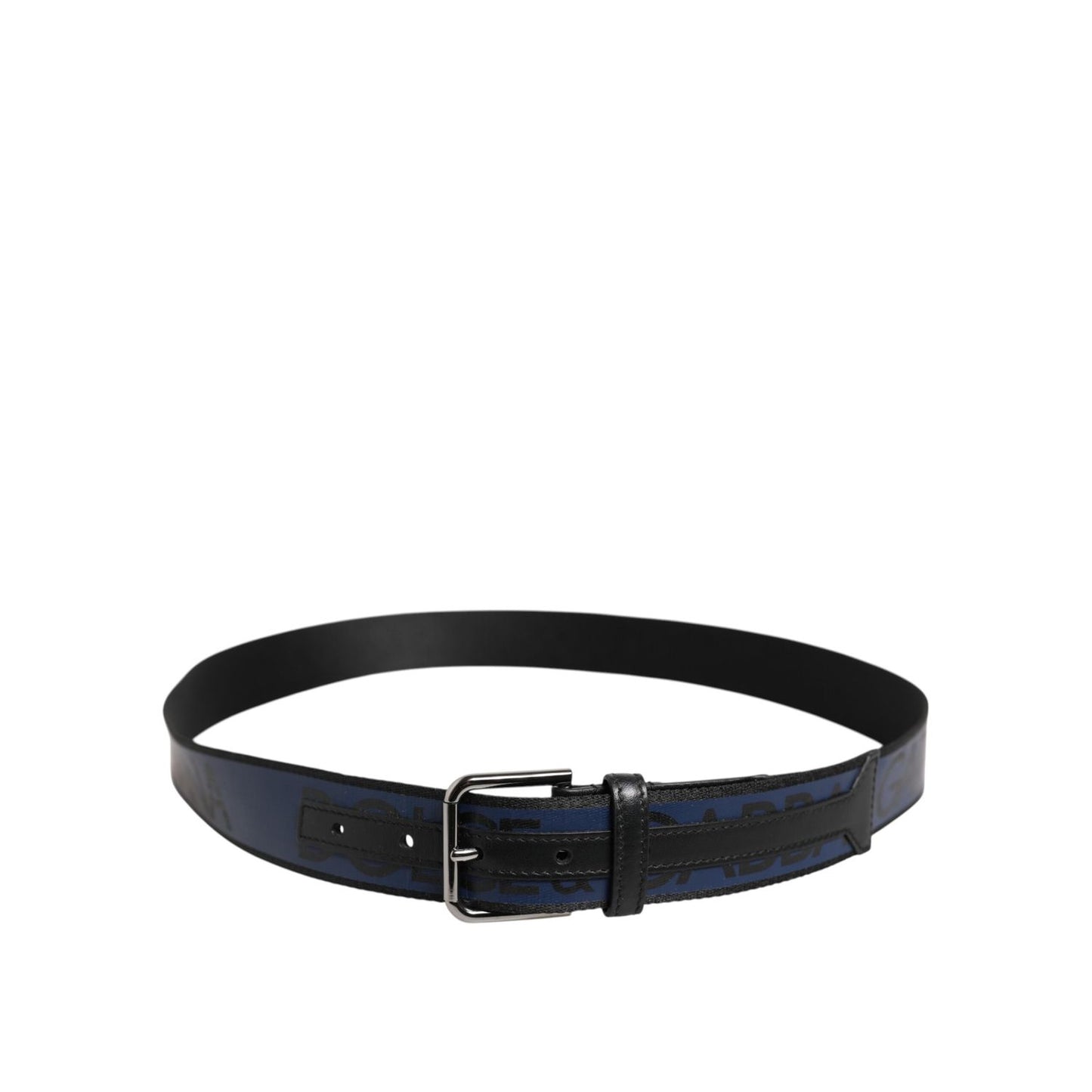 Dolce & Gabbana Blue Black Polyester Metal Buckle Belt