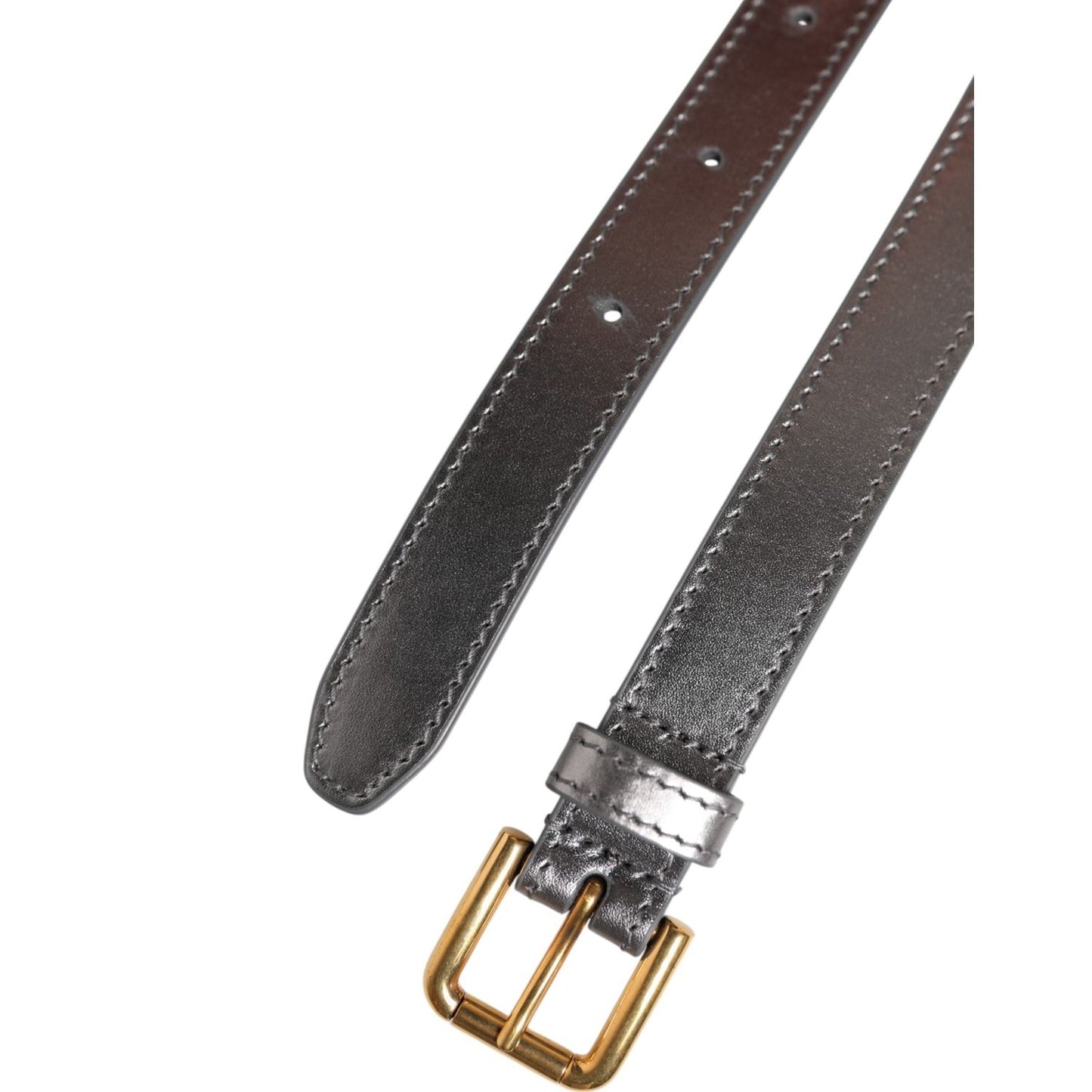 Dolce & Gabbana Silver Logo Engraved Metal Waist Buckle Belt WMB540-75