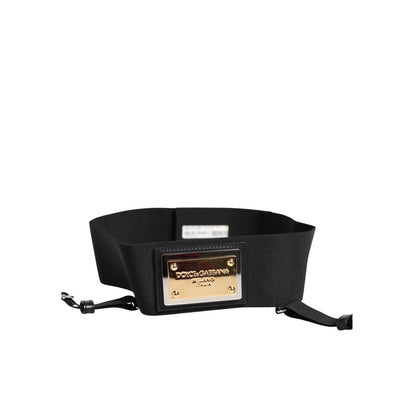 Dolce & Gabbana Black Leather Logo Wide Waist Belt Suspender