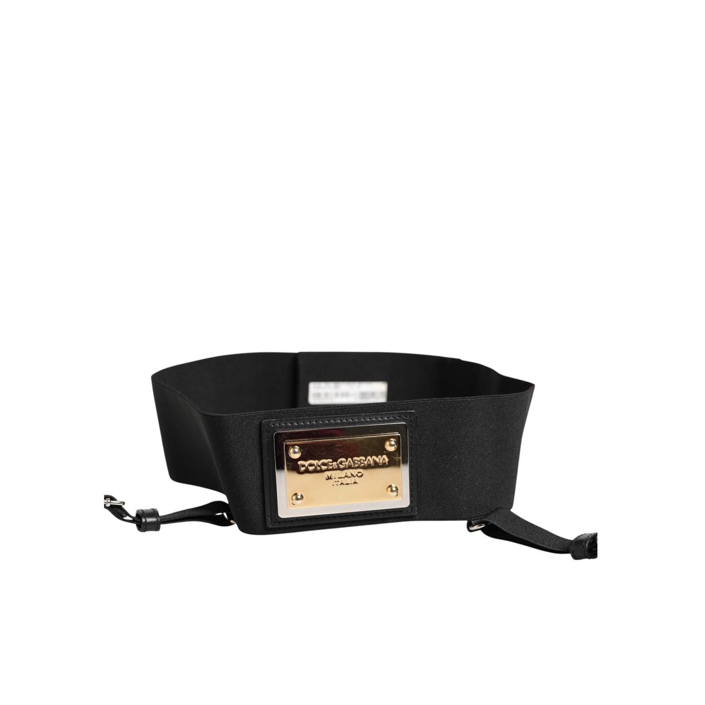 Dolce & Gabbana Black Leather Logo Wide Waist Belt Suspender WMB545-75