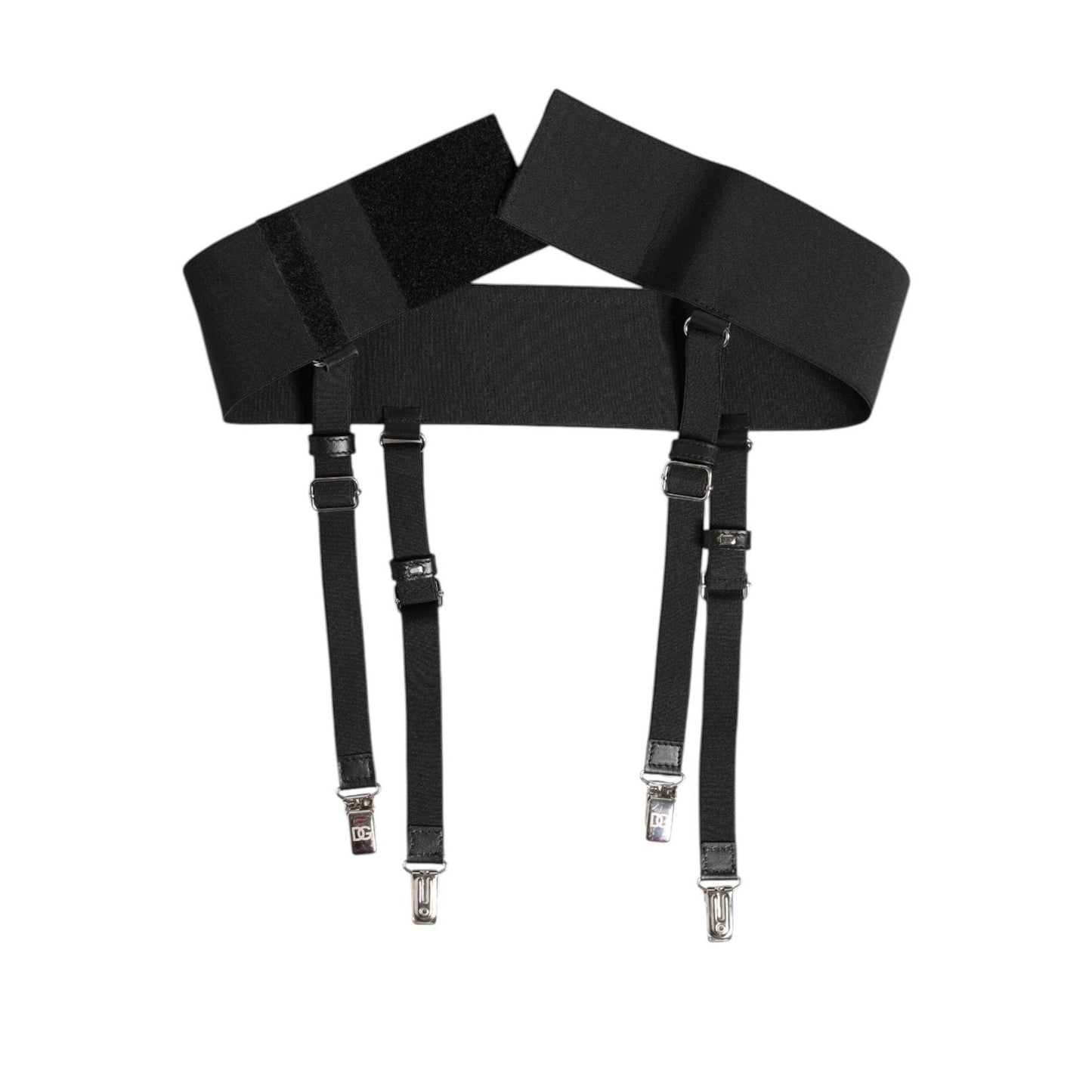 Dolce & Gabbana Black Leather Logo Wide Waist Belt Suspender WMB545-75