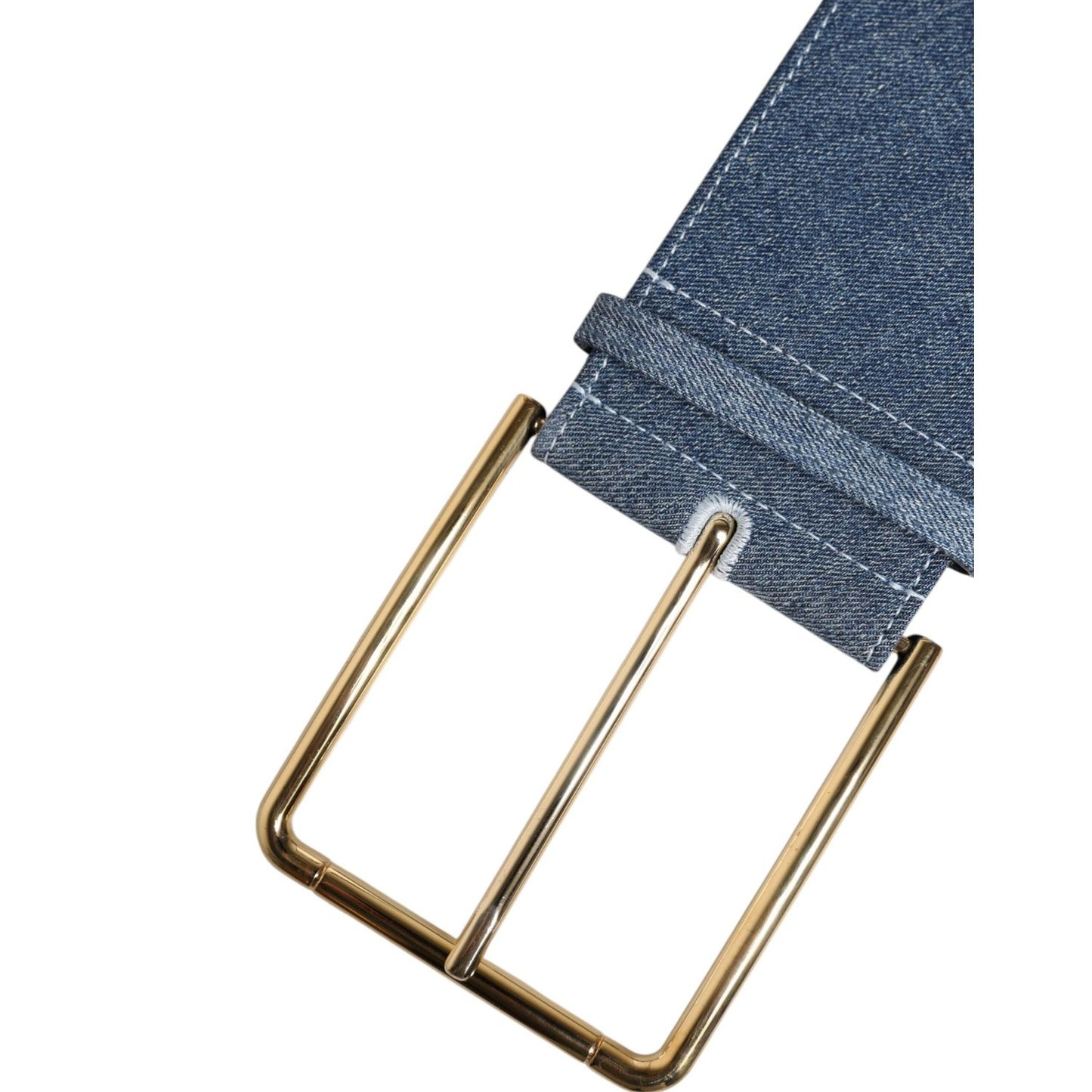 Dolce & Gabbana Two Tone Blue Denim Gold Metal Buckle Belt WMB547-90