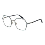 Guess Silver Women Glasses Frame, silver metal rectangle full-rim, demo lenses, spring hinge, sizes 55-19-140, branded case included.