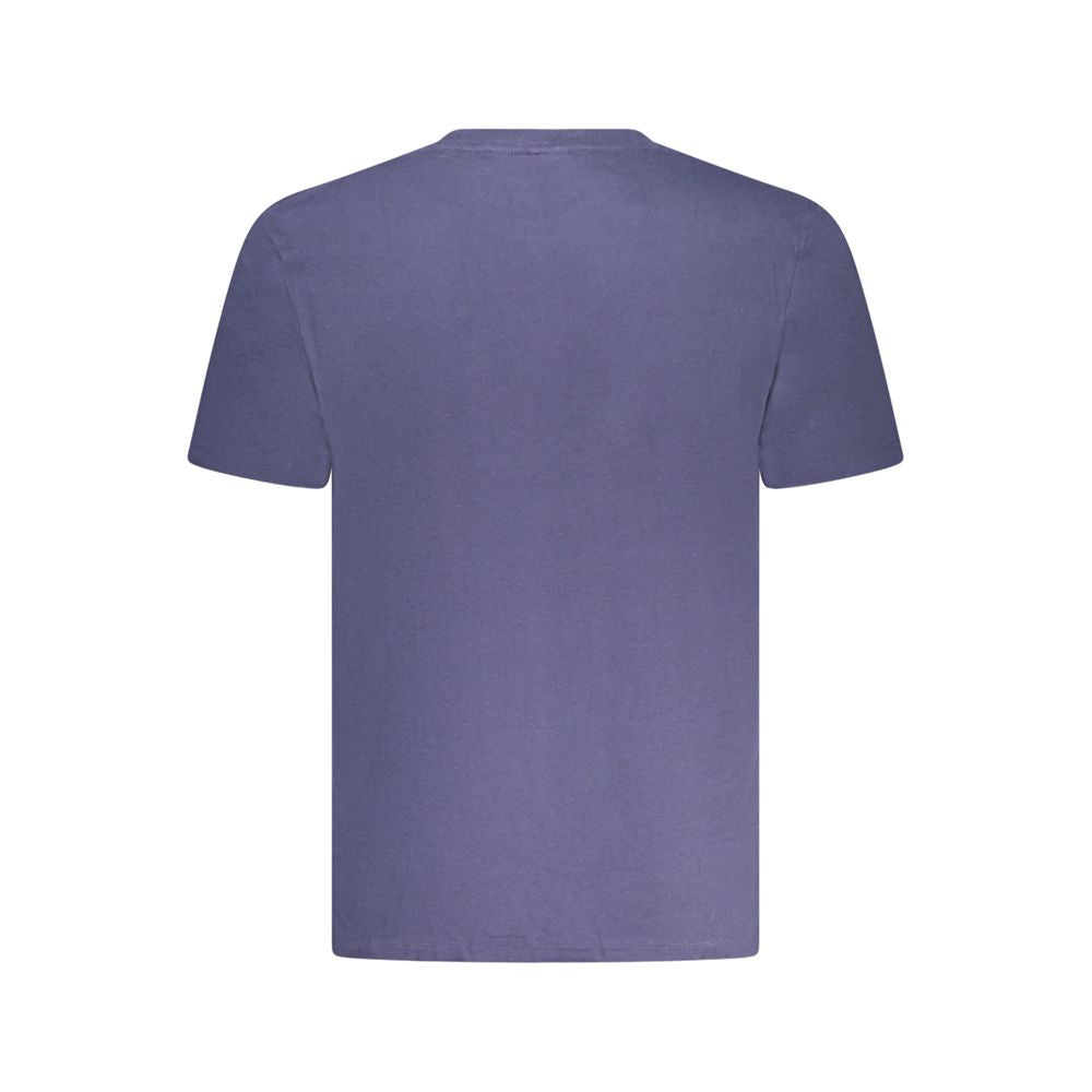 Wrangler Blue Cotton T-Shirt with crew neck and small logo print, short sleeve perfect for casual wear.