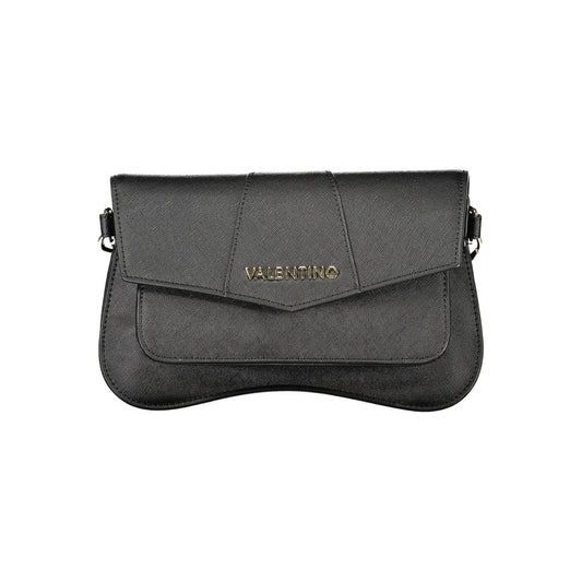 Mario Valentino Black Polyethylene Women Handbag with adjustable strap and snap closure, featuring sleek design for modern elegance.