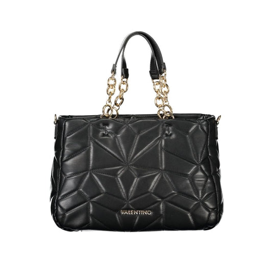Mario Valentino Black Polyethylene Women Handbag with chain handles and quilted design