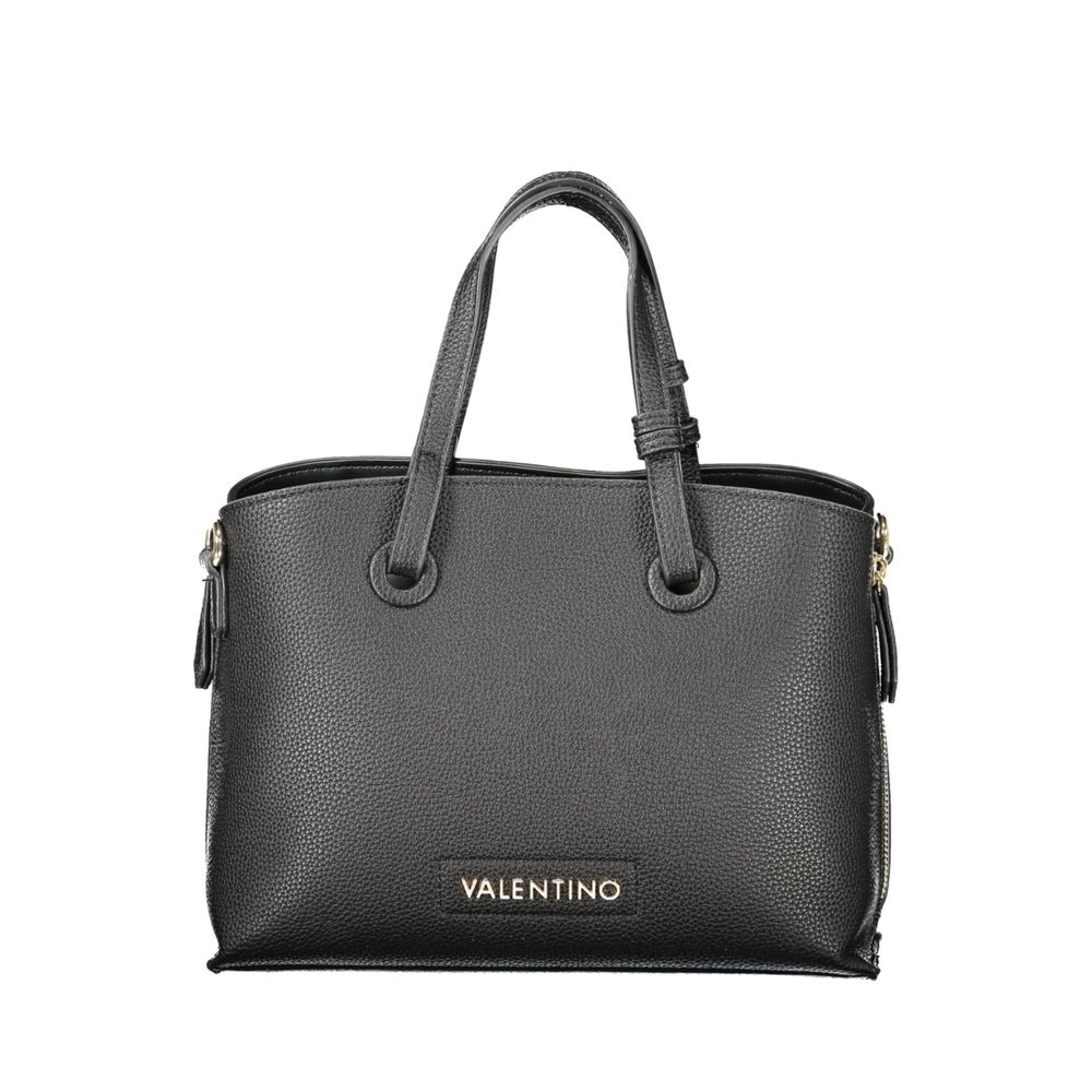 Mario Valentino Black Polyethylene Women Handbag with dual handles and adjustable strap, ideal for chic everyday or evening wear.