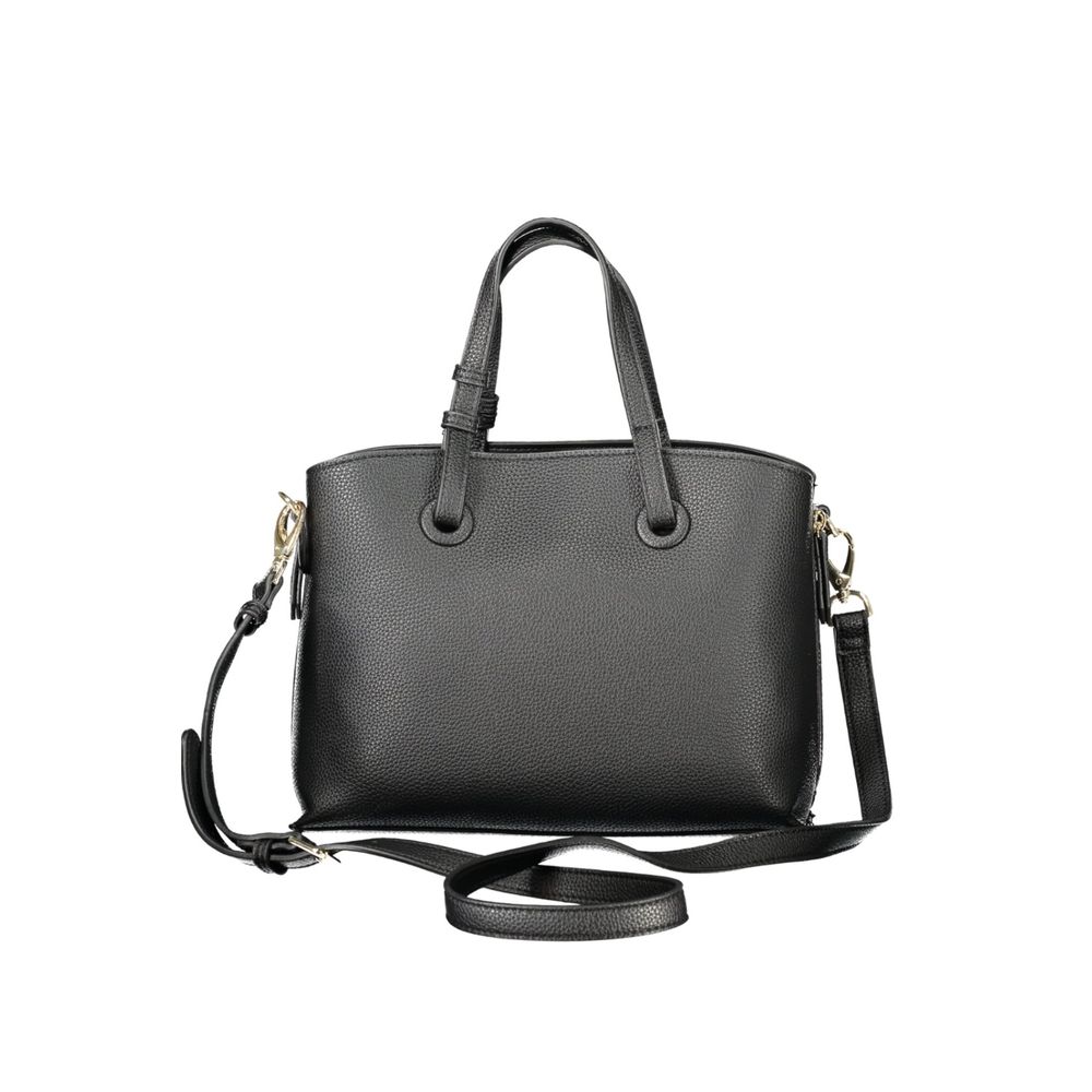 Mario Valentino Black Polyethylene Women Handbag with adjustable shoulder strap and dual handles