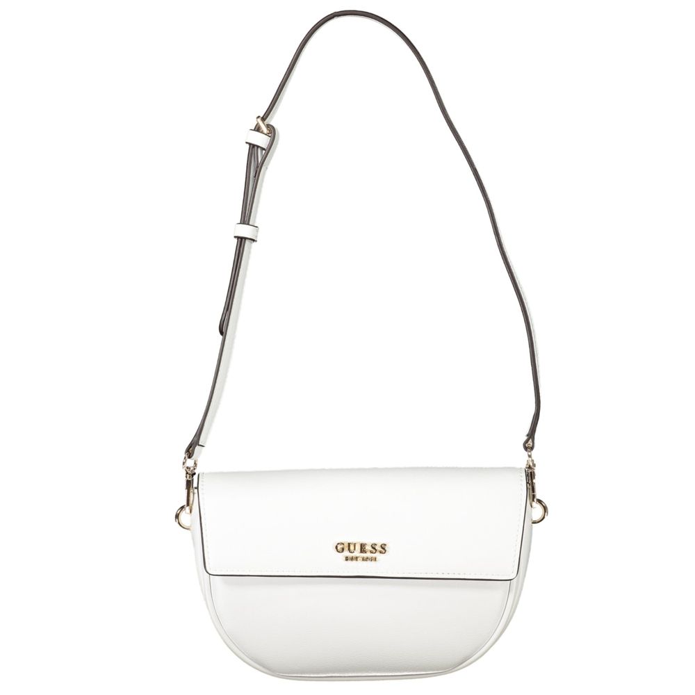 Guess Jeans White Polyethylene Women Handbag with adjustable strap, showcasing chic design and functionality.