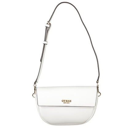 Guess Jeans White Polyethylene Women Handbag with adjustable strap, showcasing chic design and functionality.