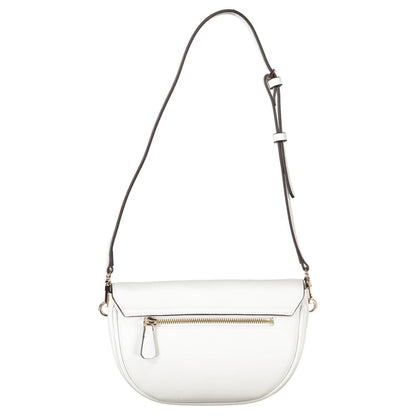 Guess Jeans White Polyethylene Women Handbag with adjustable strap, chic design, and protective feet for style and functionality.