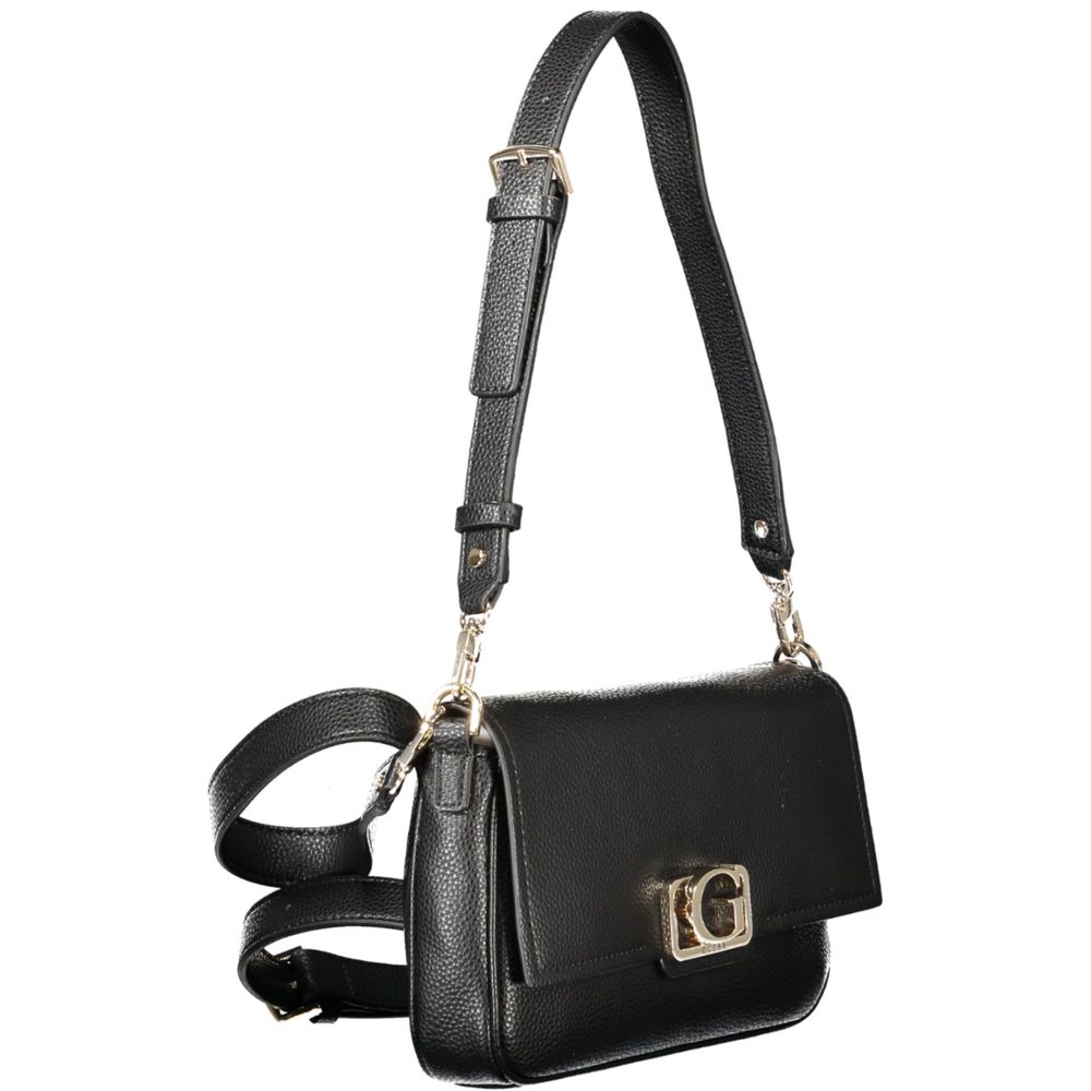 Guess Jeans Black Polyethylene Women Handbag with adjustable strap and gold buckle, chic and functional accessory.