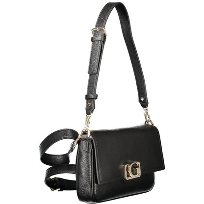 Guess Jeans Black Polyethylene Women Handbag with adjustable strap and gold buckle, chic and functional accessory.