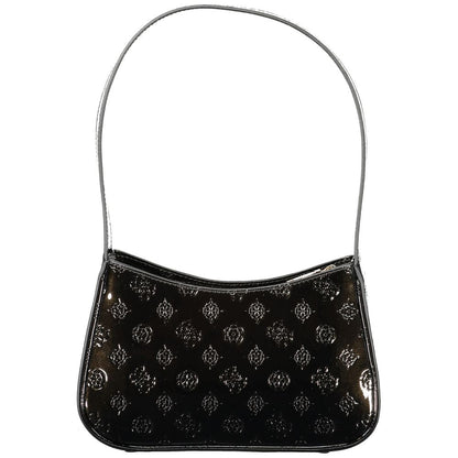 Guess Jeans Black Polyethylene Women Handbag with single shoulder handle and elegant design.
