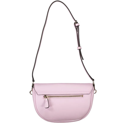 Guess Jeans Pink Polyethylene Women Handbag with adjustable strap and exterior pocket for stylish convenience.