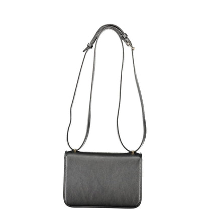Sleek Mario Valentino Black Polyethylene Women Handbag with adjustable shoulder strap, perfect for modern fashion enthusiasts.