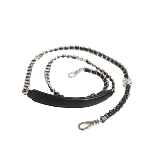 Dolce & Gabbana Black Leather DG Logo Chain Bag Shoulder Strap WMB451