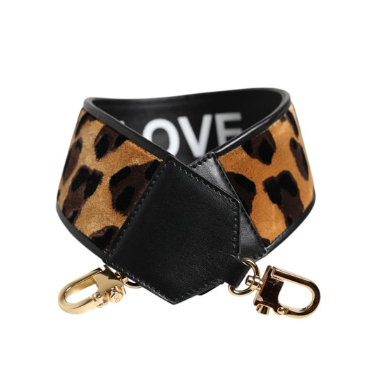 Dolce & Gabbana Black Leopard Print Reversible Bag Shoulder Strap WMB523