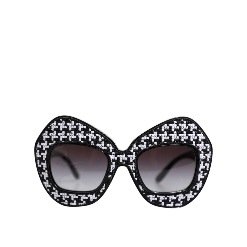 Dolce & Gabbana Black White PIED DE POULE Print Oversized Shades Sunglasses GLA1351