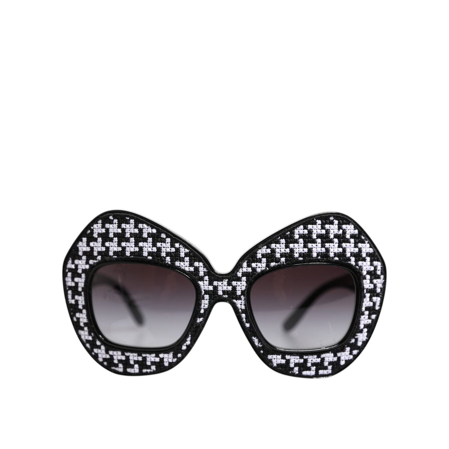 Dolce & Gabbana Black White PIED DE POULE Print Oversized Shades Sunglasses GLA1351