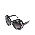 Dolce & Gabbana Black White PIED DE POULE Print Oversized Shades Sunglasses GLA1351