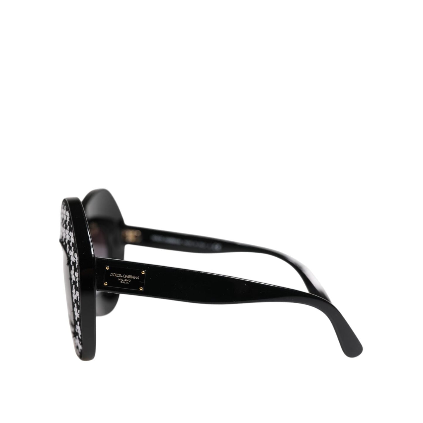 Dolce & Gabbana Black White PIED DE POULE Print Oversized Shades Sunglasses GLA1351