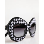 Dolce & Gabbana Black White PIED DE POULE Print Oversized Shades Sunglasses GLA1351