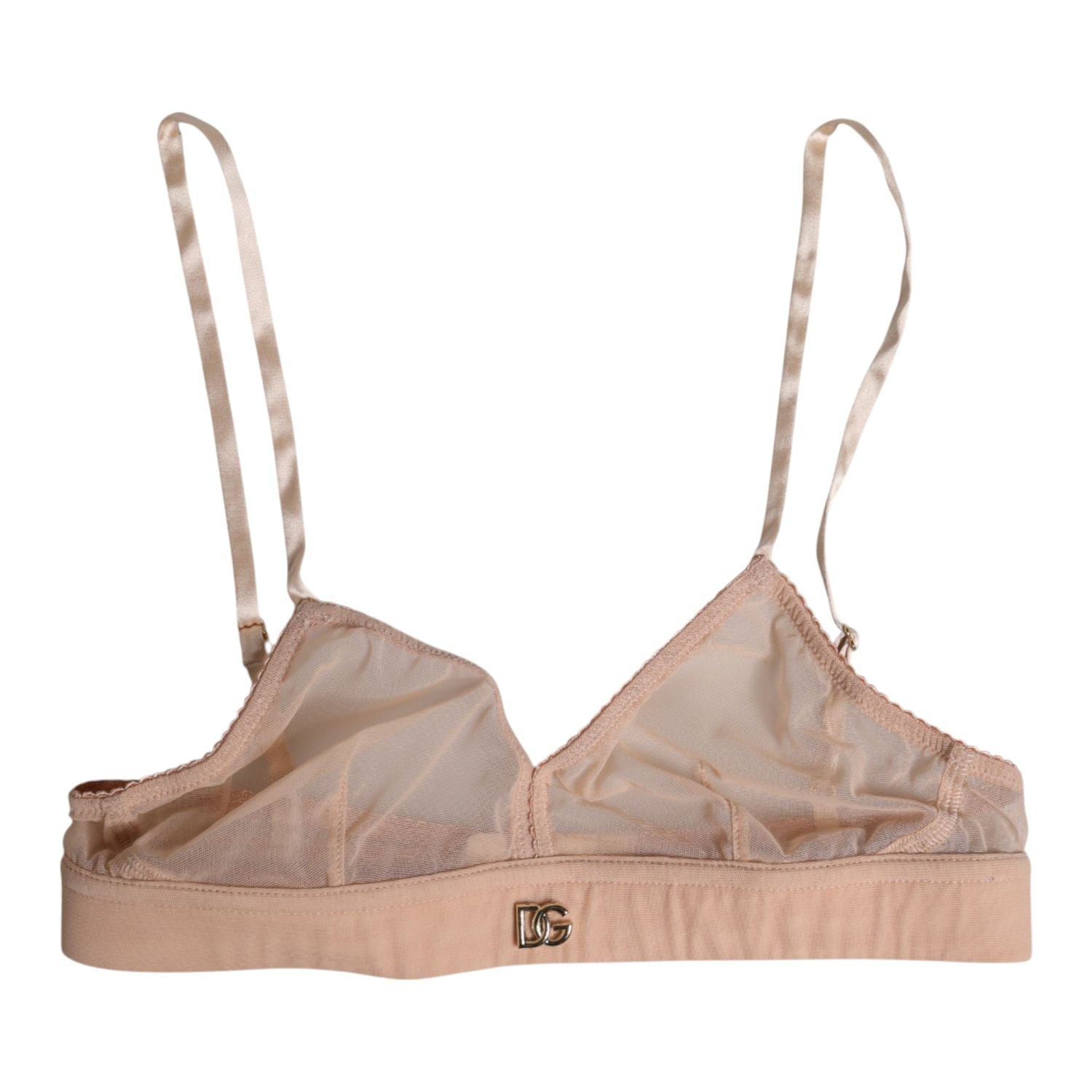Dolce & Gabbana Powder Pink Nylon DG Logo Non Wire Bra Underwear