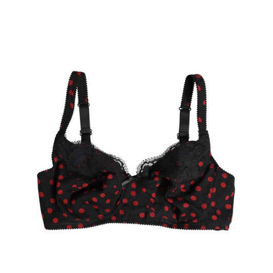 Dolce & Gabbana Black Red Polka Dot Underwired Balconette Underwear BIK1411-3