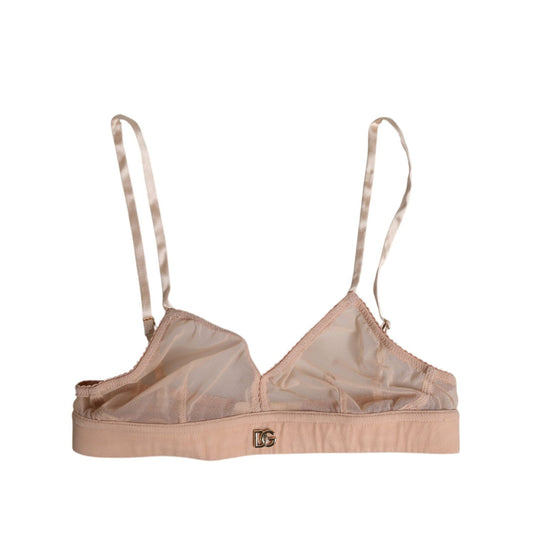 Dolce & Gabbana Powder Pink Nylon DG Logo Non Wire Bra Underwear BIK1435-5