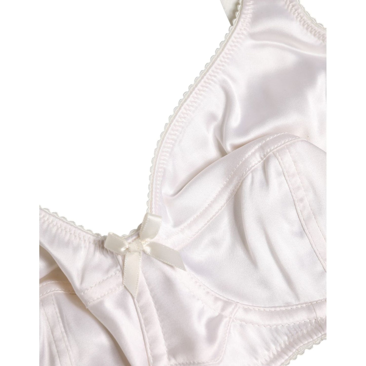 Dolce & Gabbana White Silk Balconette Non Wire Bra Underwear BIK1445-2