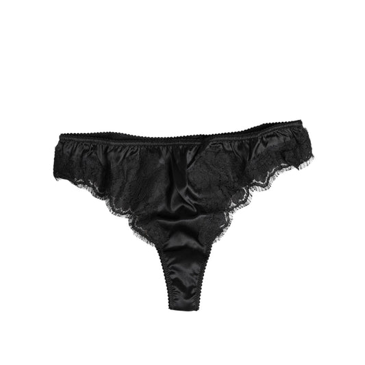Dolce & Gabbana Black Silk Lace Stretch Bikini Panty Underwear BIK1536-3
