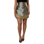 Dolce & Gabbana Blue Floral Jacquard Tasseled Mini Skirt SKI2155-42