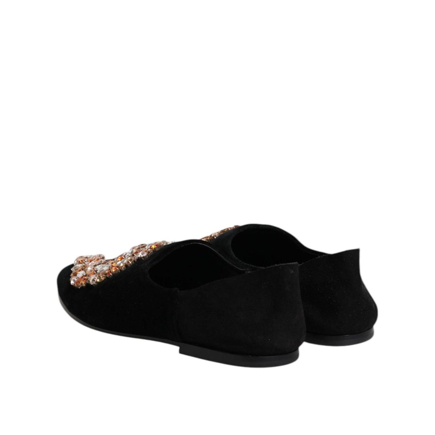 Dolce & Gabbana Black Velvet Embellished Loafer Slip On Shoes MV7562-43