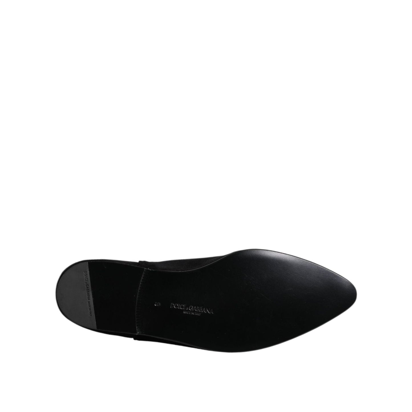 Dolce & Gabbana Black Velvet Embellished Loafer Slip On Shoes MV7562-43