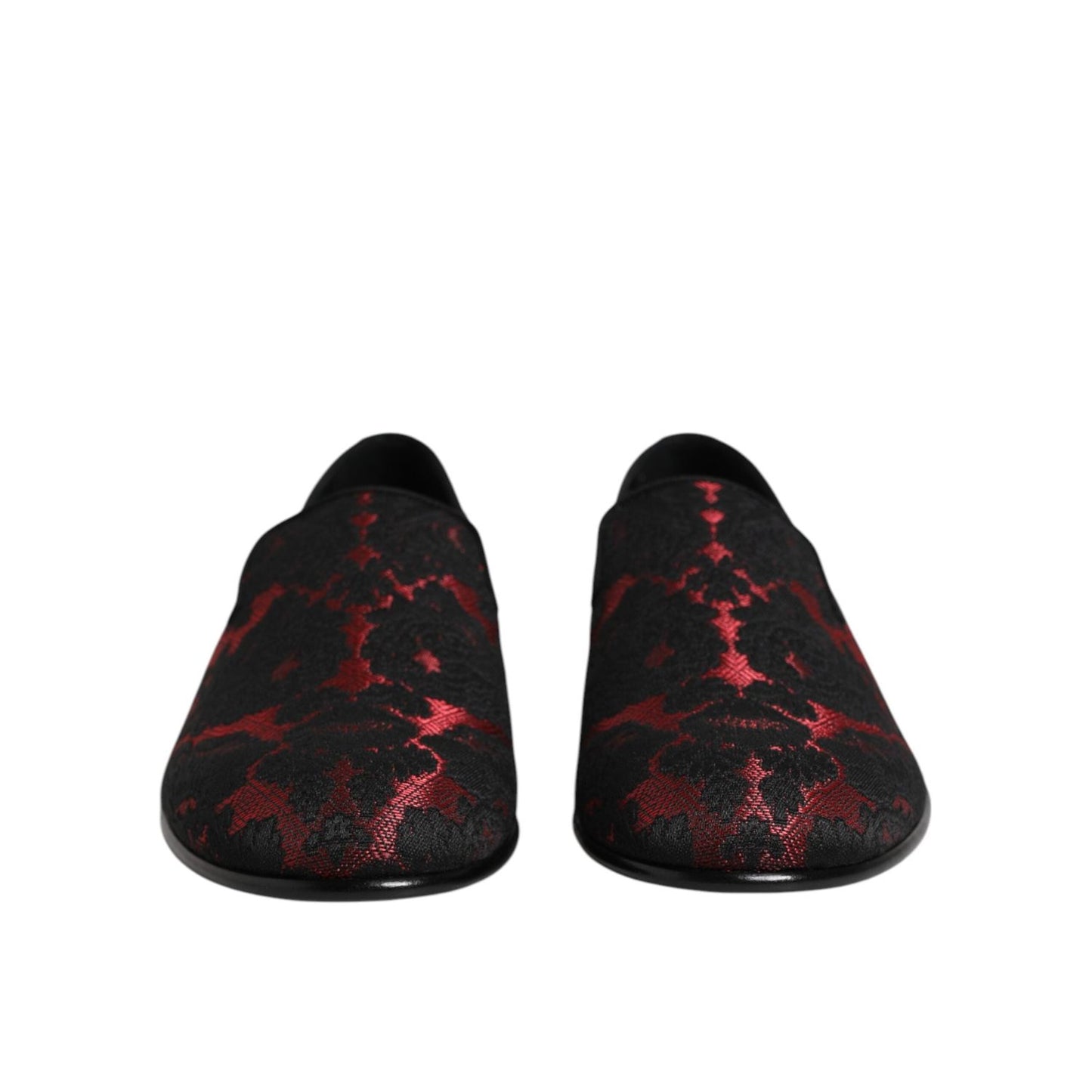 Dolce & Gabbana Red Black Jacquard Slip On Men Loafers Shoes MV7608-40