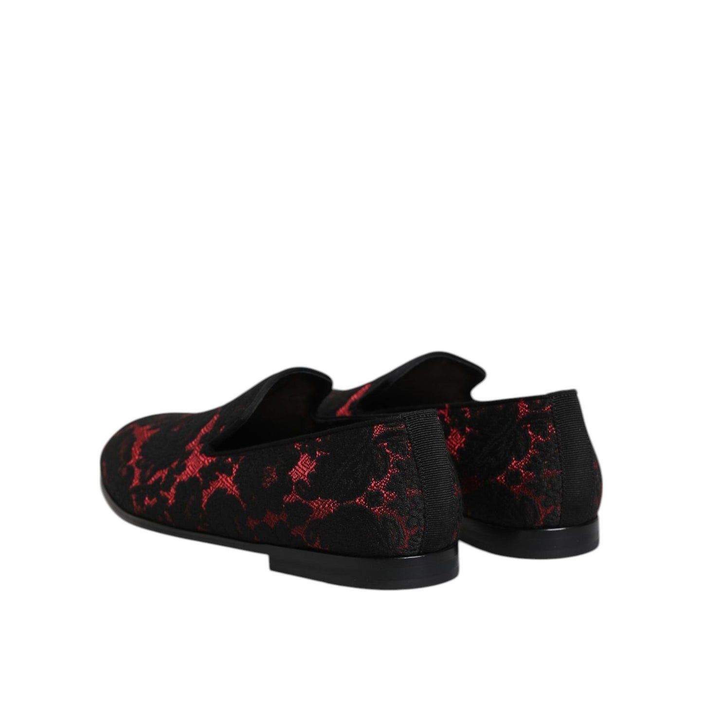 Dolce & Gabbana Red Black Jacquard Slip On Men Loafers Shoes MV7608-40