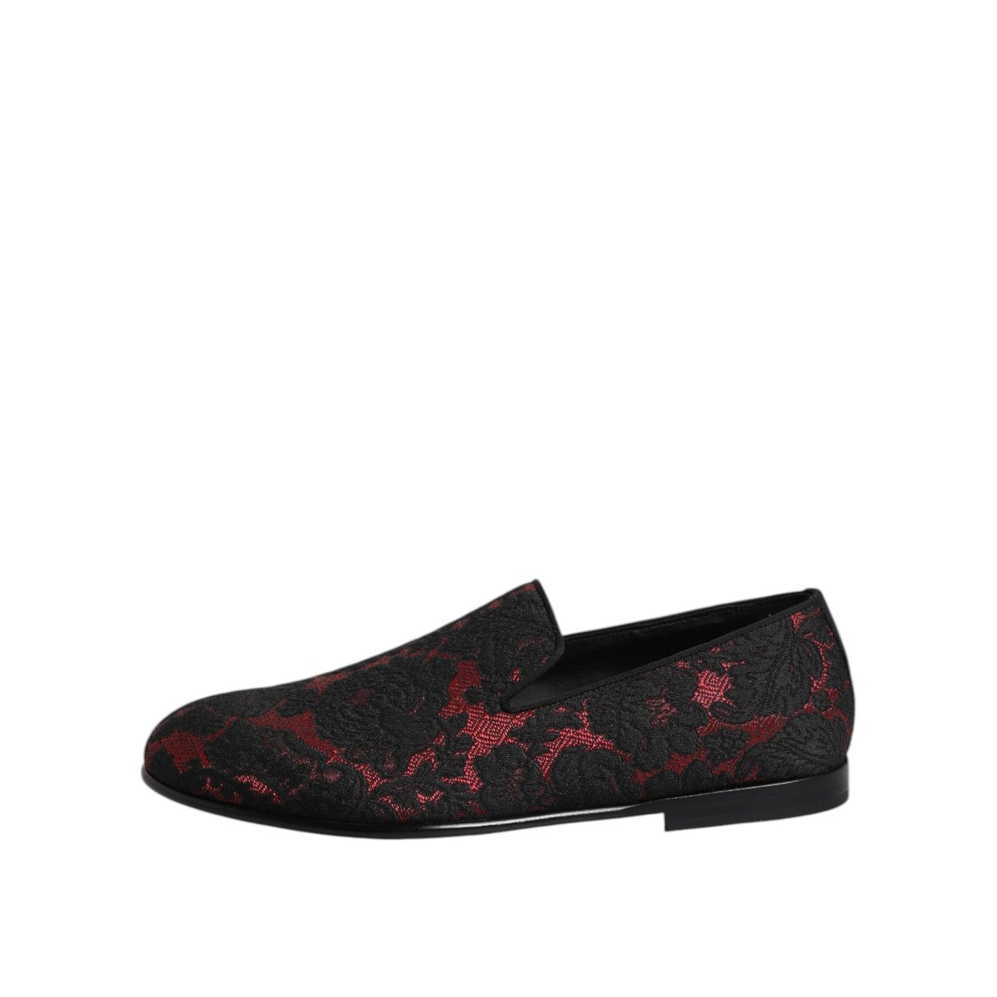 Dolce & Gabbana Red Black Jacquard Slip On Men Loafers Shoes MV7608-40