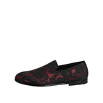 Dolce & Gabbana Red Black Jacquard Slip On Men Loafers Shoes MV7608-40