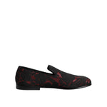 Dolce & Gabbana Red Black Jacquard Slip On Men Loafers Shoes MV7608-40