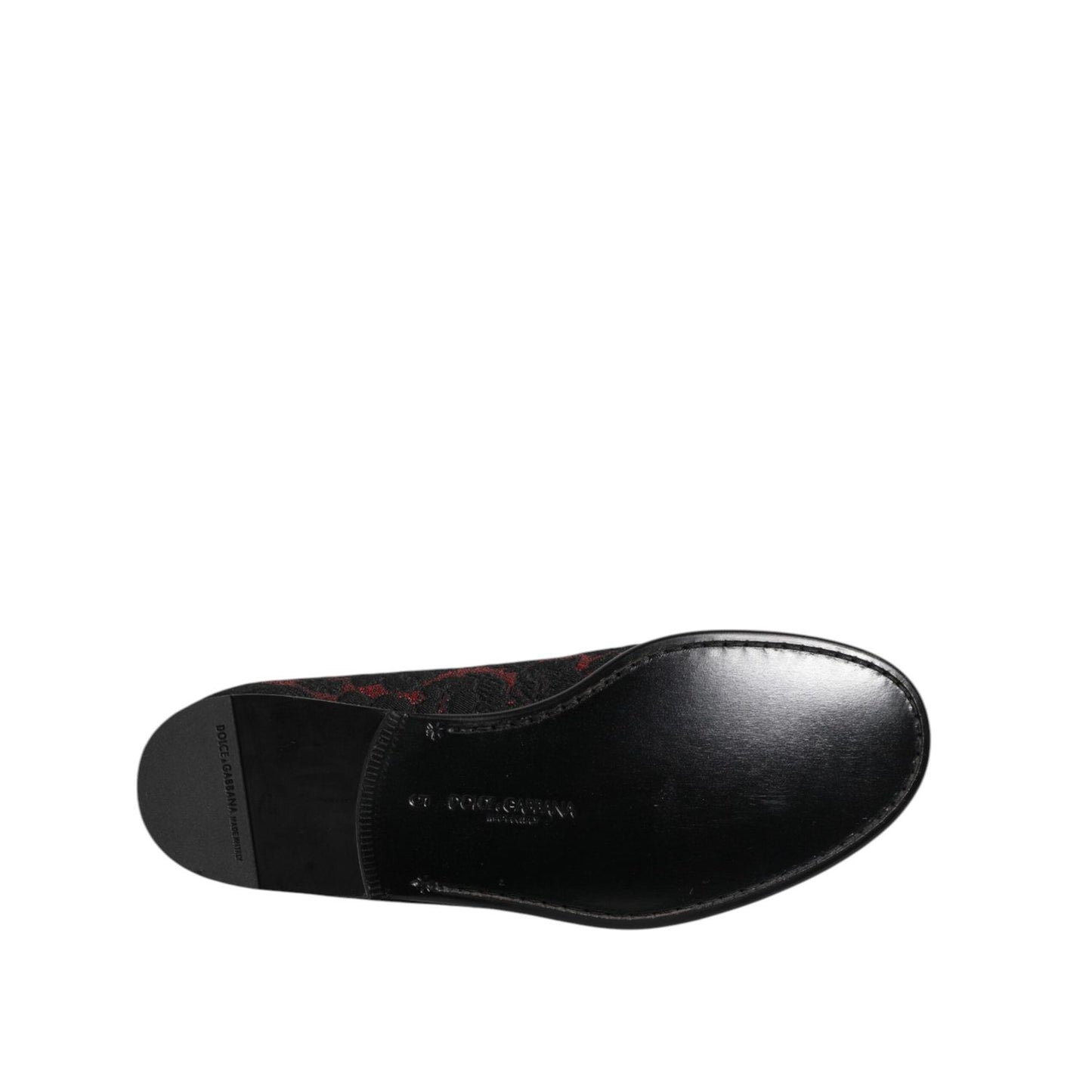 Dolce & Gabbana Red Black Jacquard Slip On Men Loafers Shoes MV7608-40