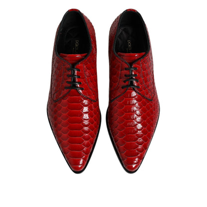 Dolce & Gabbana Red Exotic Leather Lace Up Dress Derby Shoes