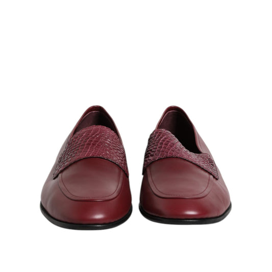 Dolce & Gabbana Burgundy Calfskin Leather Formal Slip On Shoes MV7616-39.5