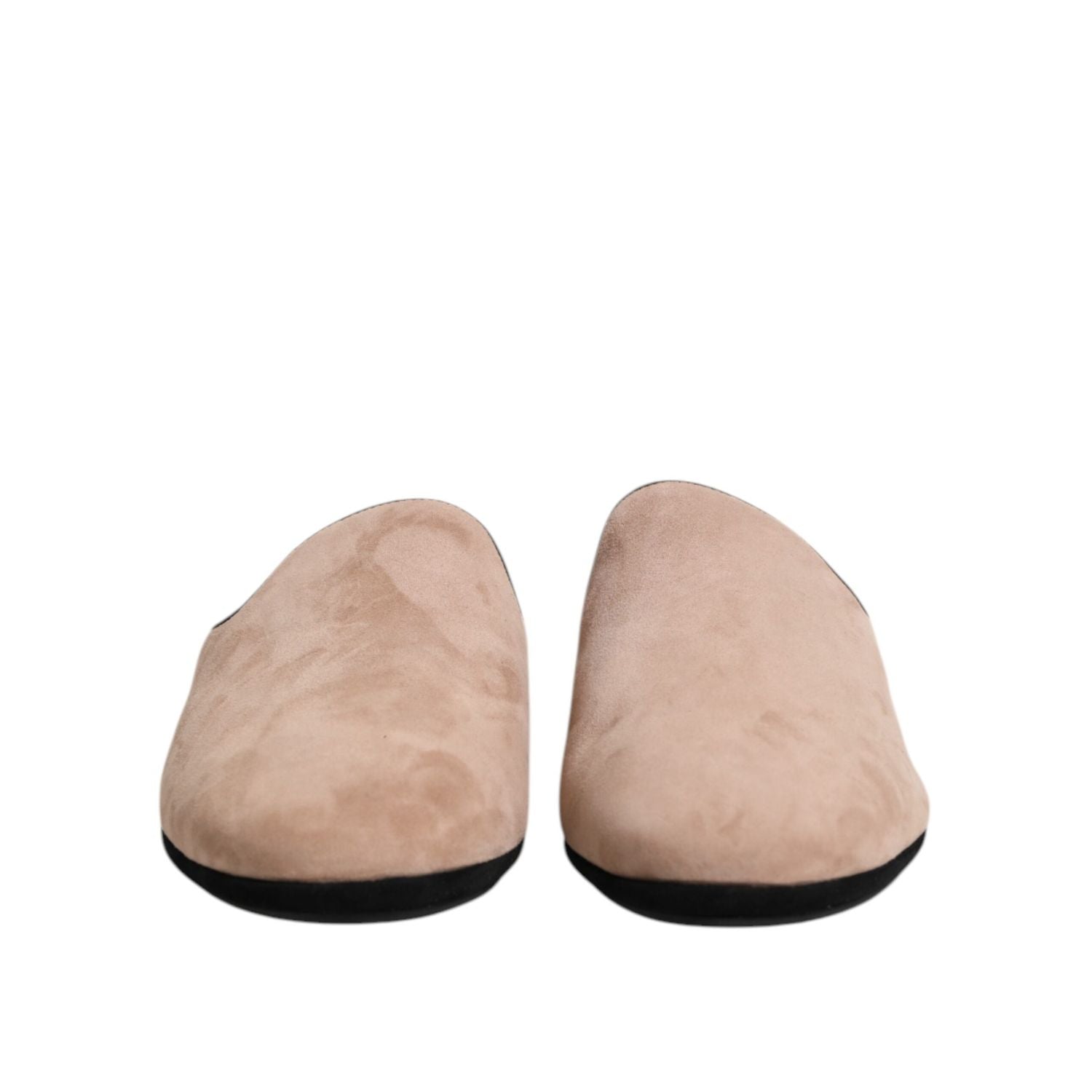 Dolce & Gabbana Beige Capra Suede Slides Flat Slipper Shoes