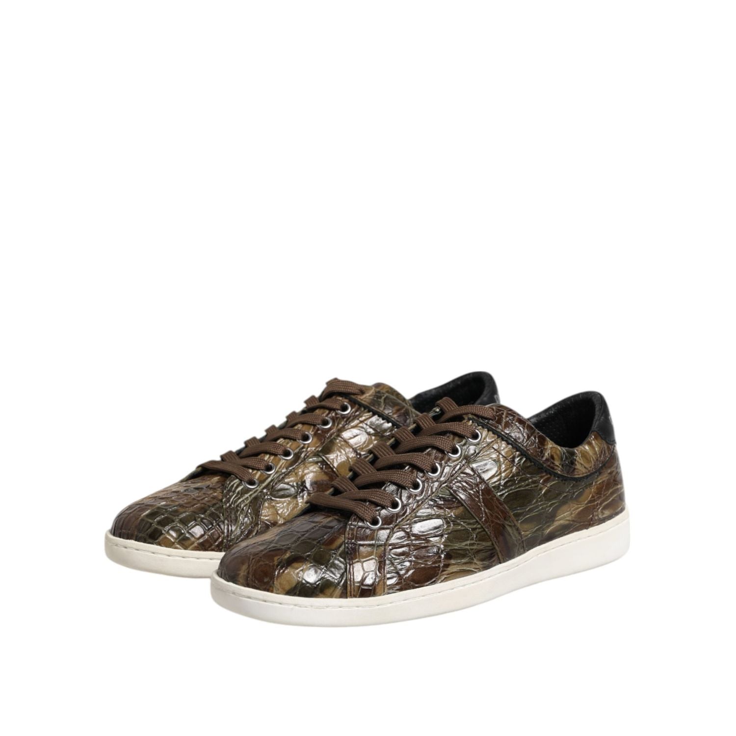 Dolce & Gabbana Brown Exotic Leather Low Top Sneakers Shoes