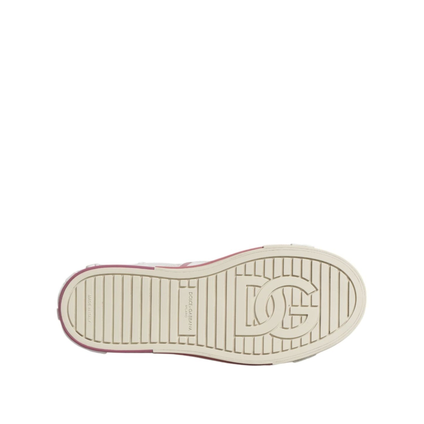 Dolce & Gabbana White Pink Leather Low Top Sneakers Shoes