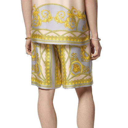 Versace Gray Silk Short And Mini Shorts